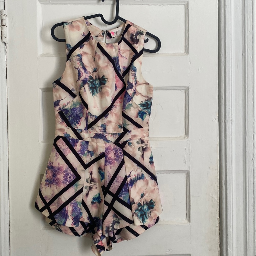 Abstract pleated romper
